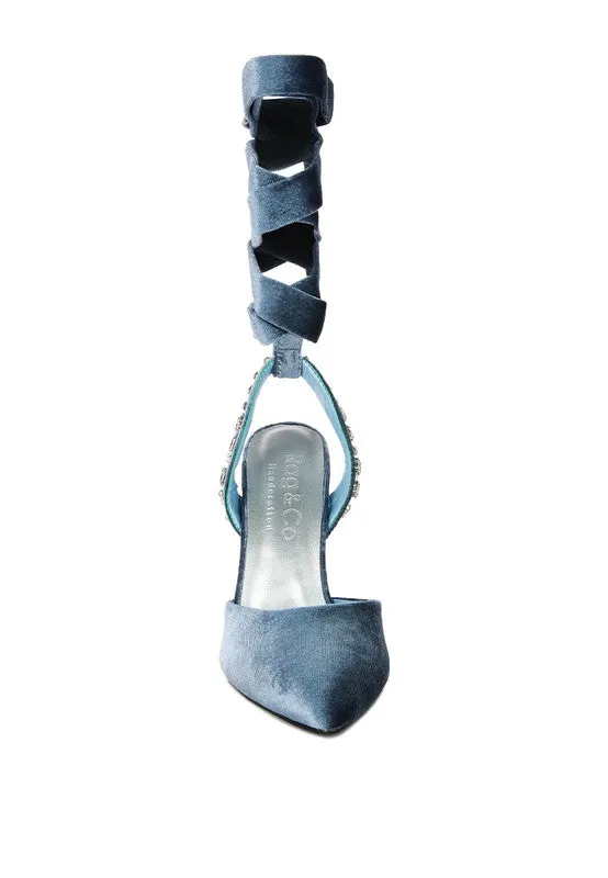Velvet Tie Up High Heel
