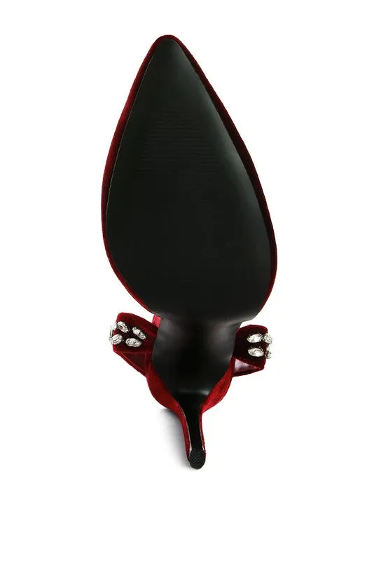 Velvet Tie Up High Heel