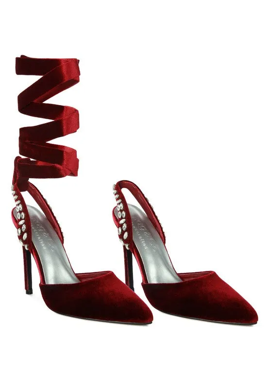 Velvet Tie Up High Heel