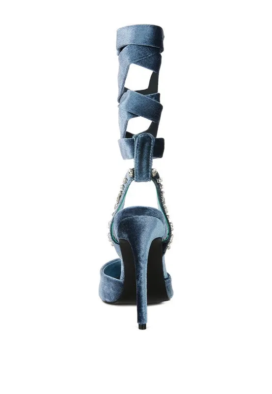 Velvet Tie Up High Heel