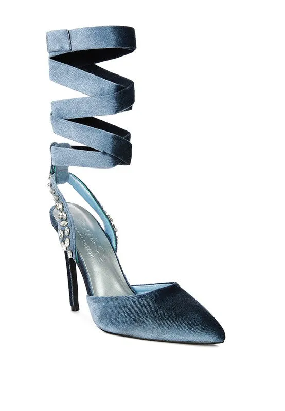 Velvet Tie Up High Heel
