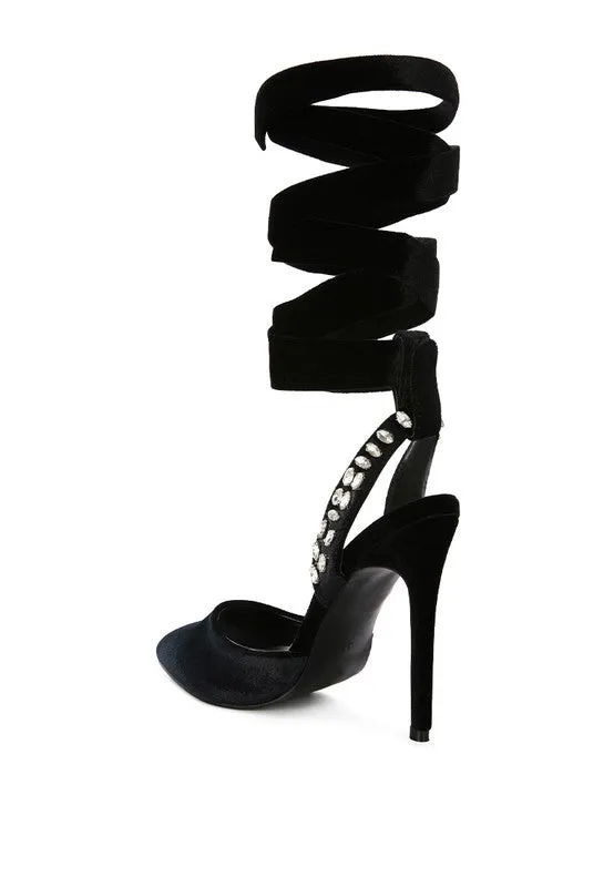 Velvet Tie Up High Heel