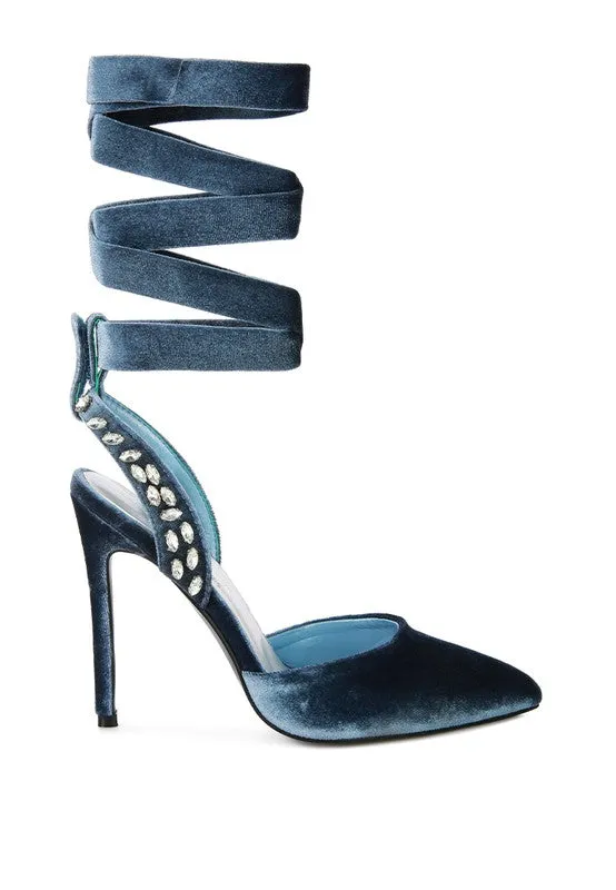 Velvet Tie Up High Heel