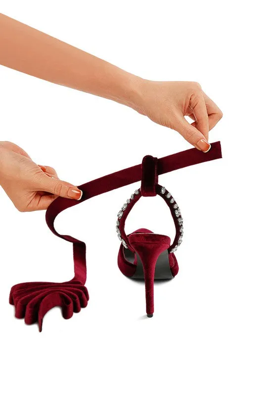 Velvet Tie Up High Heel