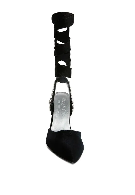 Velvet Tie Up High Heel