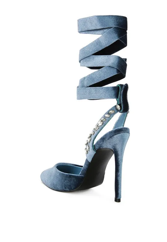 Velvet Tie Up High Heel