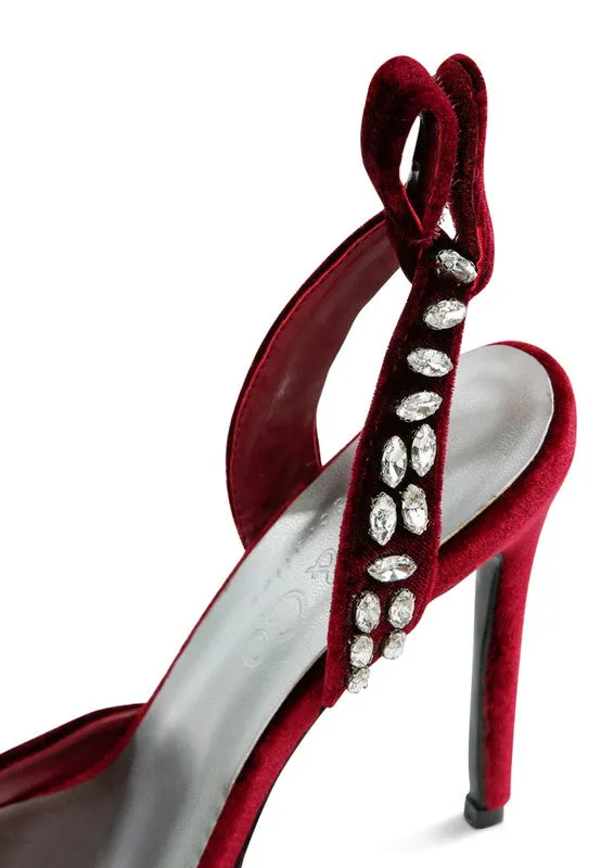 Velvet Tie Up High Heel