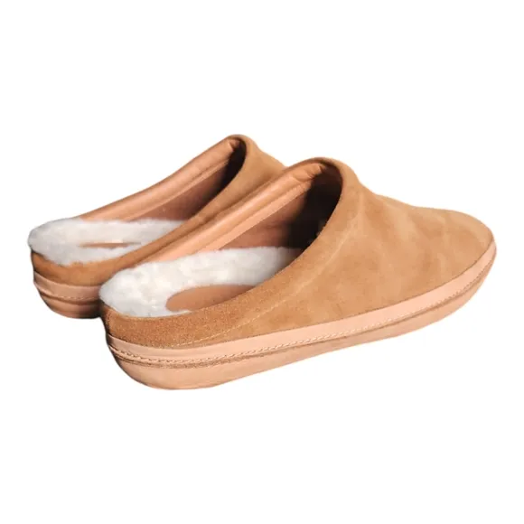 VINCE | Mens Porter Tan Suede Shearling Lined Slippers in Size 10