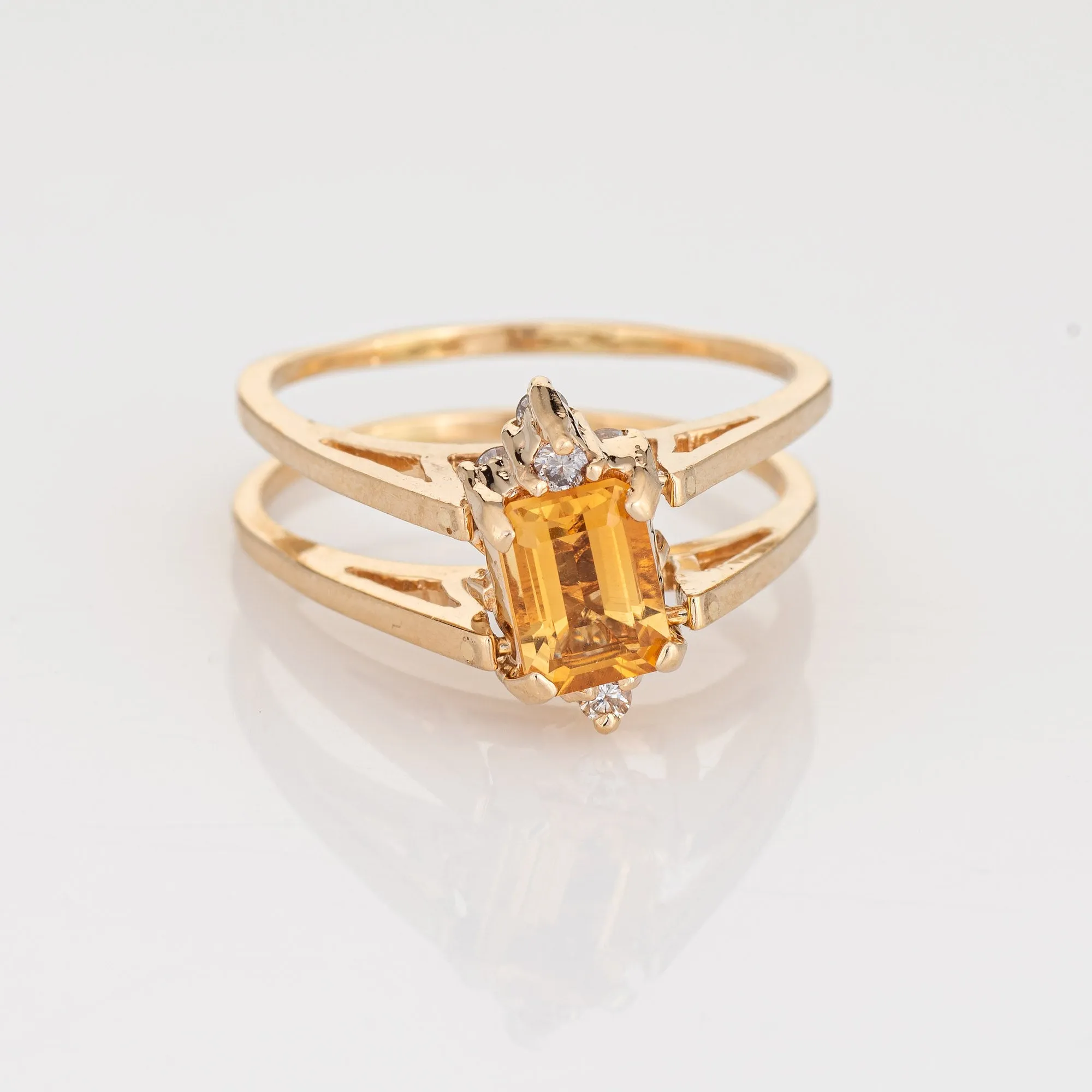 Vintage 70s Flip Ring Diamond Citrine 8.5 Fine Estate 2 in 1 Reversible Jewelry
