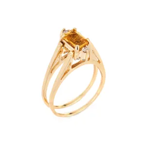 Vintage 70s Flip Ring Diamond Citrine 8.5 Fine Estate 2 in 1 Reversible Jewelry