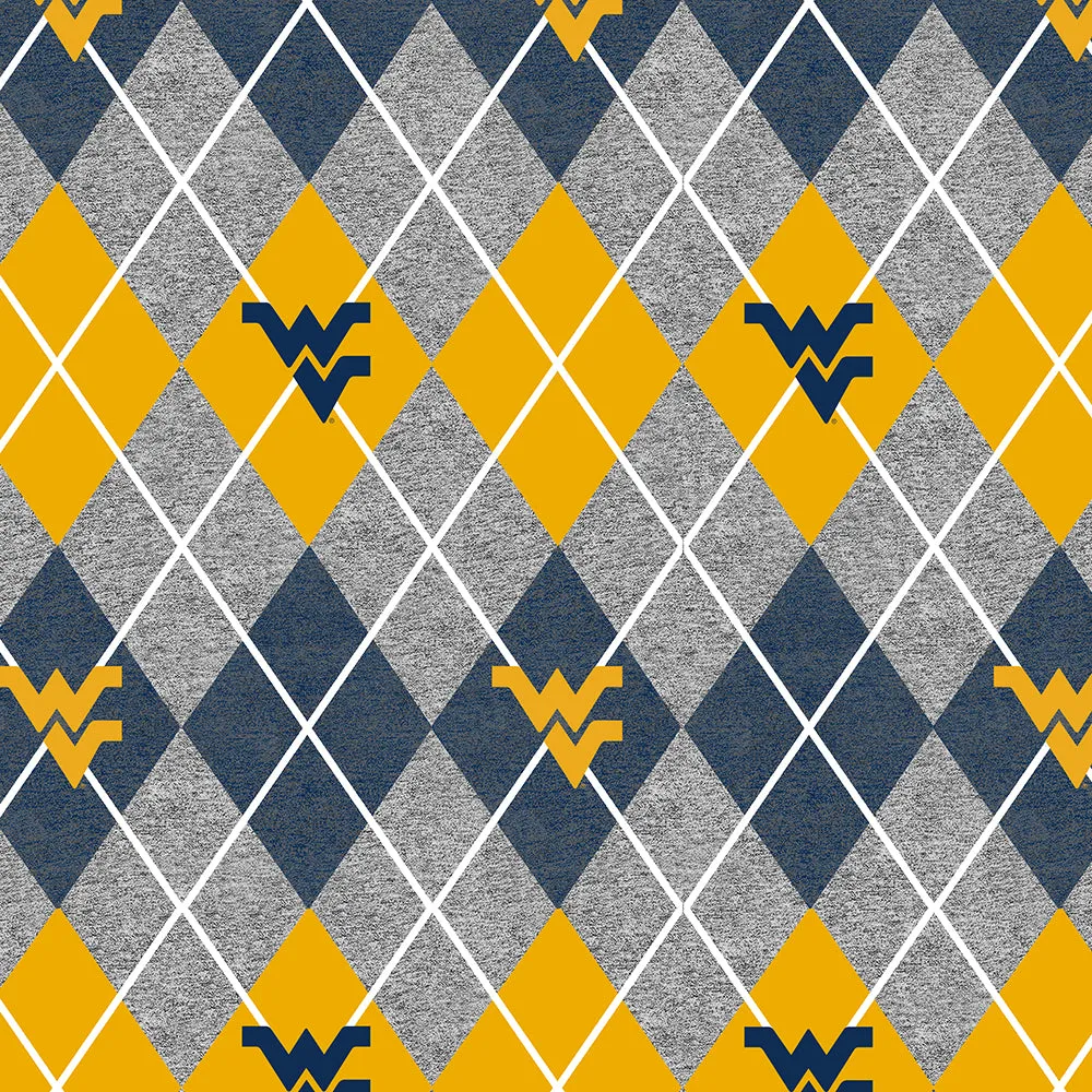 WEST VIRGINIA UNIVERSITY-Heather Argyle Fleece-100% Polyester-WV1148