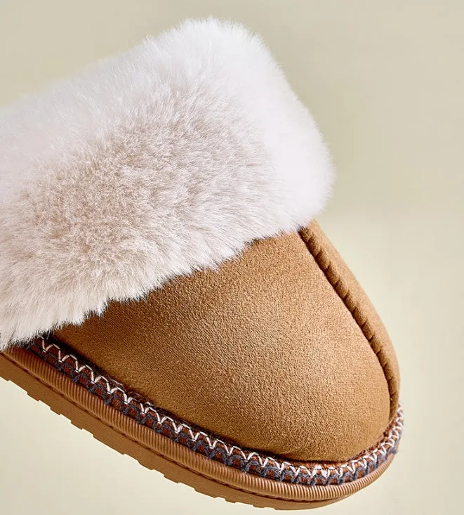 Winter High - grade Cotton Slippers, Women's Winter Home and Household Furry Slippers, Anti - slip Cotton Slippers with Fleece for Outdoor Wear, Cotton Slippers C-241115-3