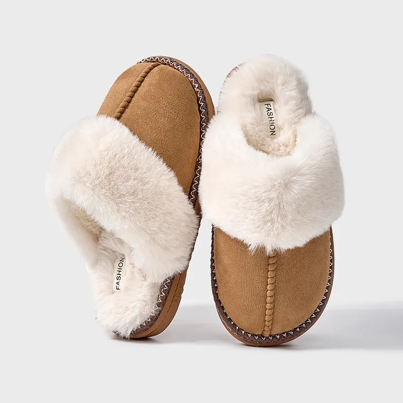 Winter High - grade Cotton Slippers, Women's Winter Home and Household Furry Slippers, Anti - slip Cotton Slippers with Fleece for Outdoor Wear, Cotton Slippers C-241115-3