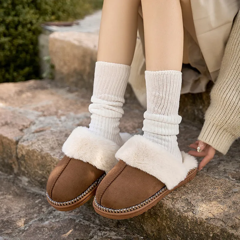 Winter High - grade Cotton Slippers, Women's Winter Home and Household Furry Slippers, Anti - slip Cotton Slippers with Fleece for Outdoor Wear, Cotton Slippers C-241115-3