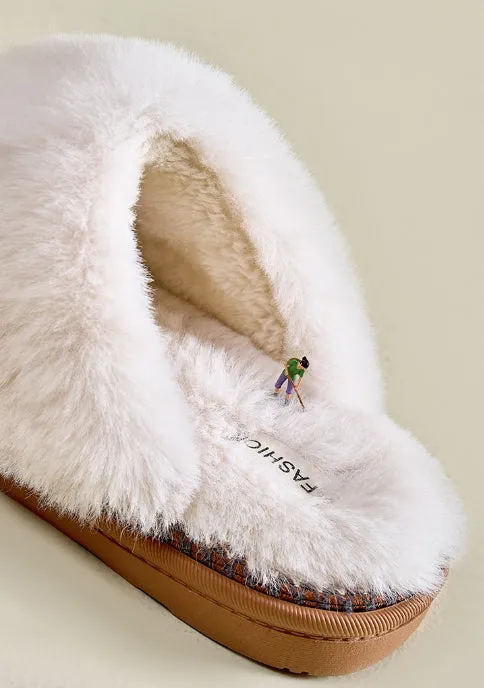 Winter High - grade Cotton Slippers, Women's Winter Home and Household Furry Slippers, Anti - slip Cotton Slippers with Fleece for Outdoor Wear, Cotton Slippers C-241115-3