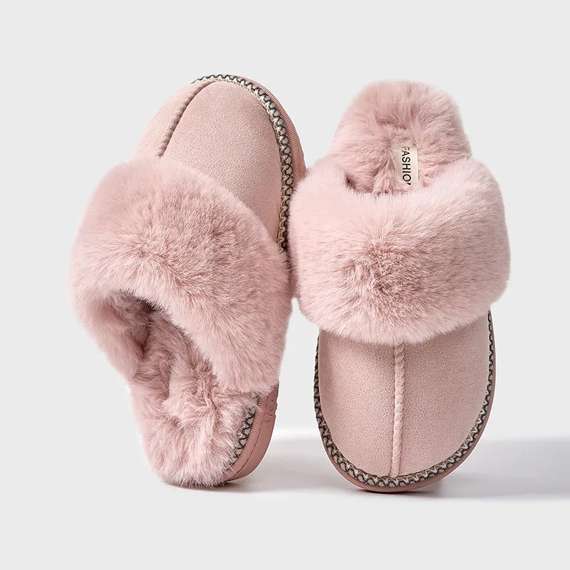 Winter High - grade Cotton Slippers, Women's Winter Home and Household Furry Slippers, Anti - slip Cotton Slippers with Fleece for Outdoor Wear, Cotton Slippers C-241115-3