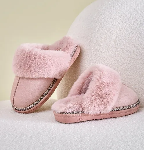 Winter High - grade Cotton Slippers, Women's Winter Home and Household Furry Slippers, Anti - slip Cotton Slippers with Fleece for Outdoor Wear, Cotton Slippers C-241115-3