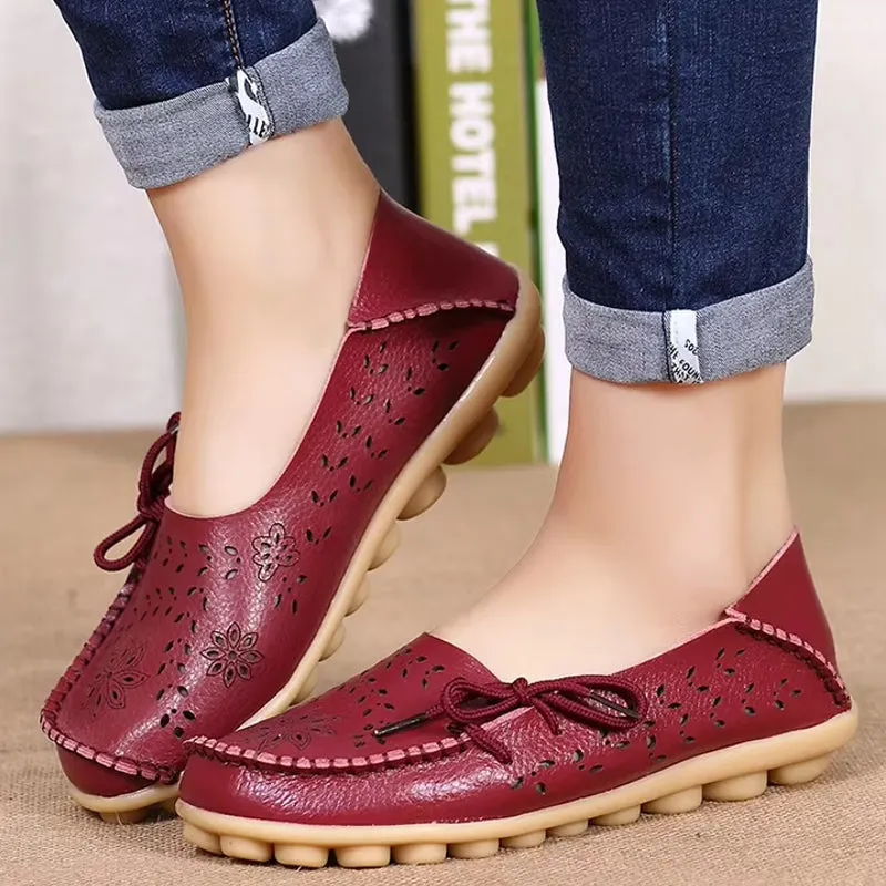 Women Casual Shoes Breathable Leather Loafers