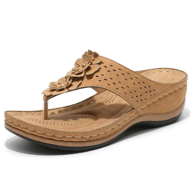 Women Sandals Bohemia Style Summer Shoes Women Heels Sandals Flowers Wedges Shoes Beach Women Flip Flops