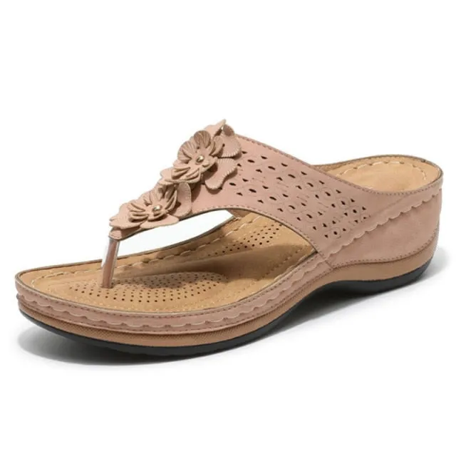 Women Sandals Bohemia Style Summer Shoes Women Heels Sandals Flowers Wedges Shoes Beach Women Flip Flops