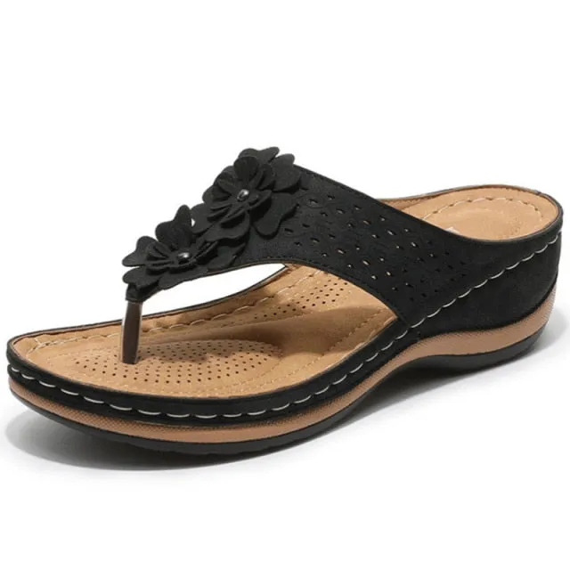 Women Sandals Bohemia Style Summer Shoes Women Heels Sandals Flowers Wedges Shoes Beach Women Flip Flops