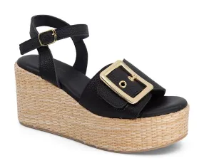 WOMEN'S CHOCOLAT BLU JENIS BLACK WEDGE SANDALS