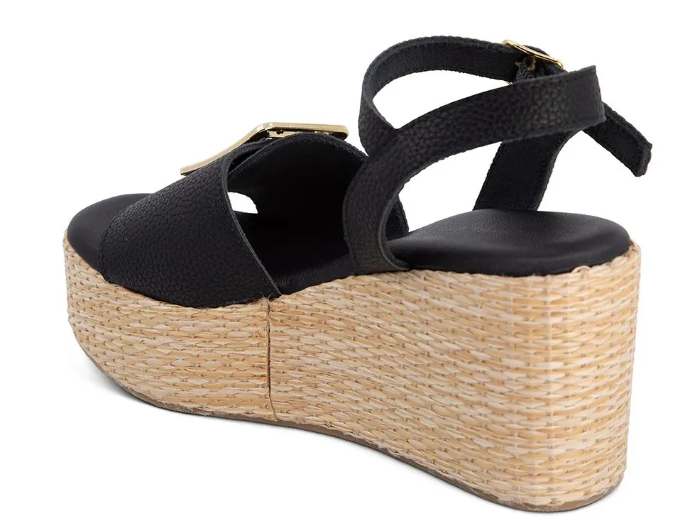 WOMEN'S CHOCOLAT BLU JENIS BLACK WEDGE SANDALS