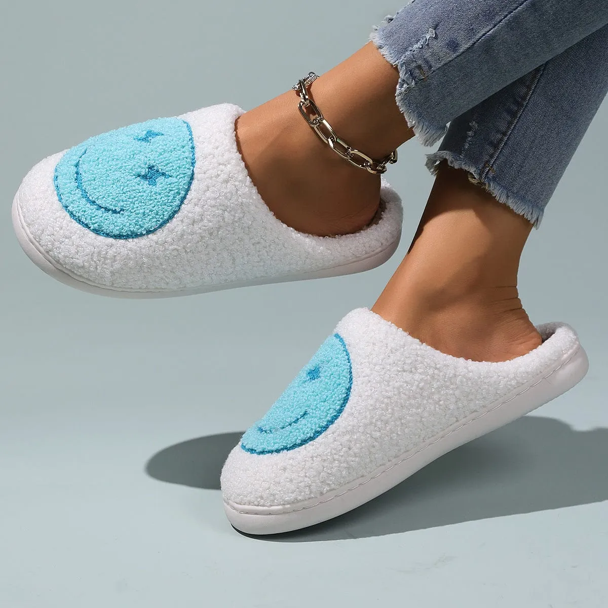 Women's Smiley Plush Home Slippers Clearance
