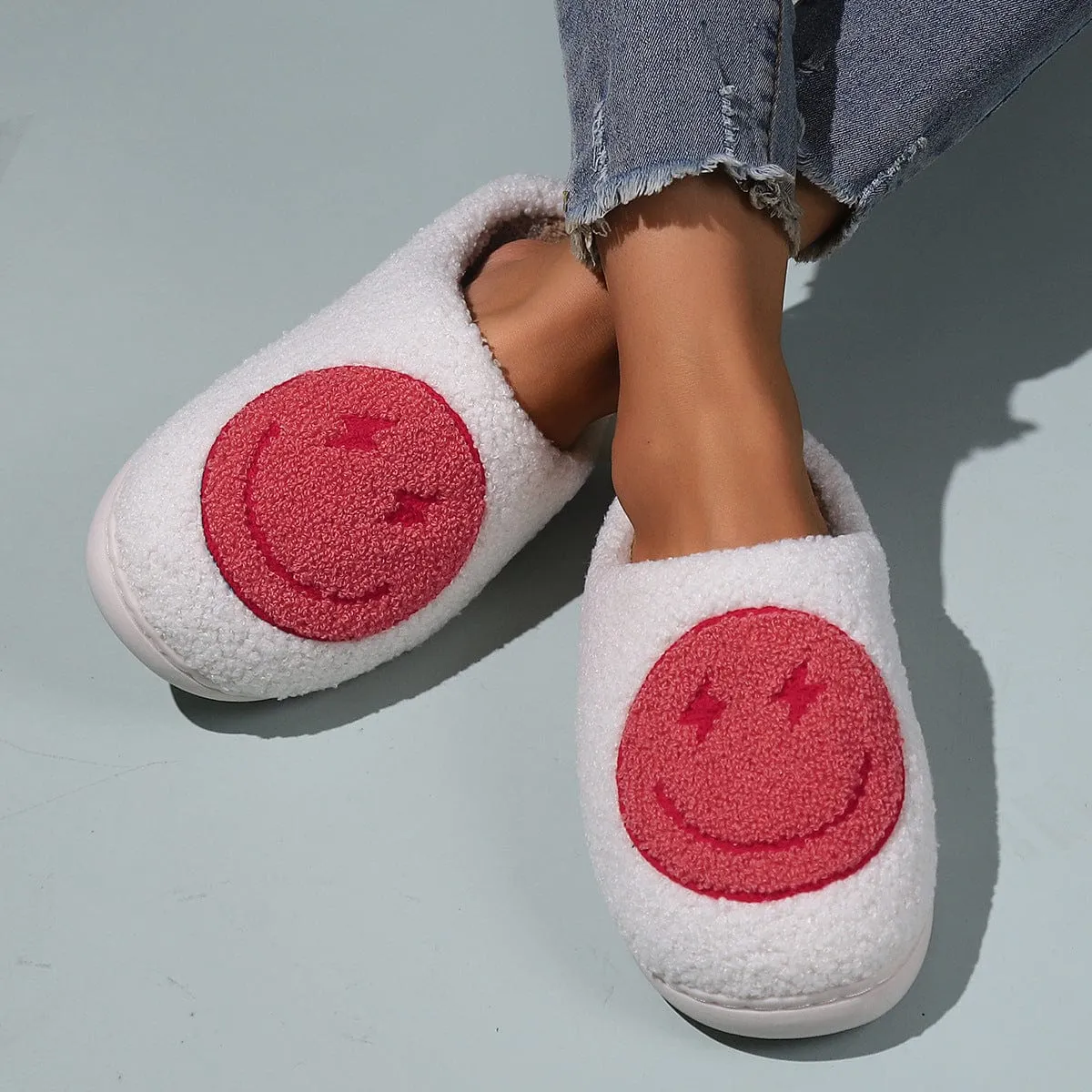 Women's Smiley Plush Home Slippers Clearance