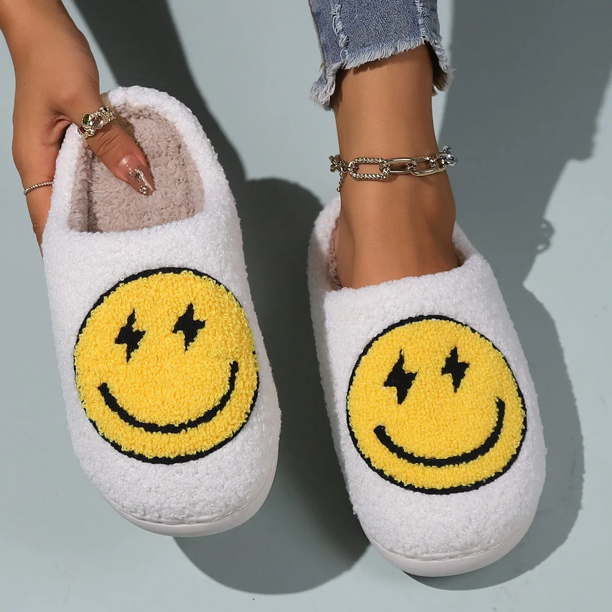 Women's Smiley Plush Home Slippers Clearance