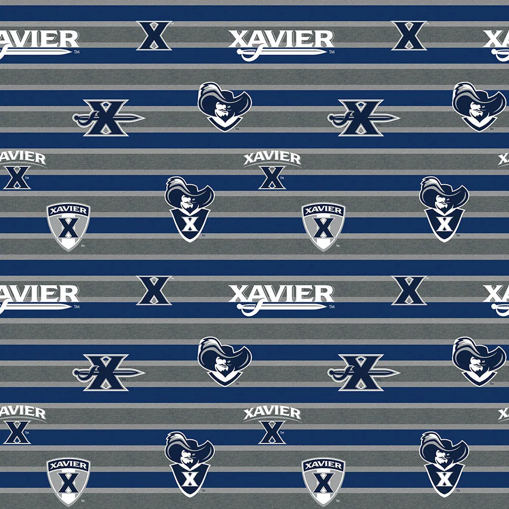 XAVIER UNIVERSITY-Polo Stripe Fleece-100% Polyester-XAV1151