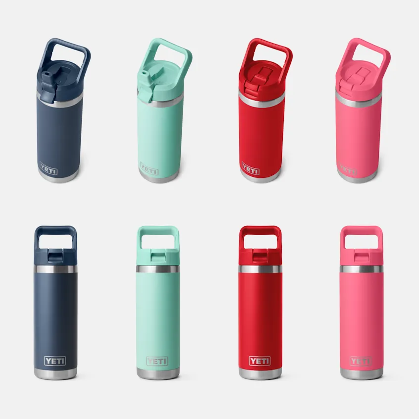 Yeti Rambler 18oz/532ml Water Bottle with Colour Matched Straw Cap - Tropical Pink - Seasonal