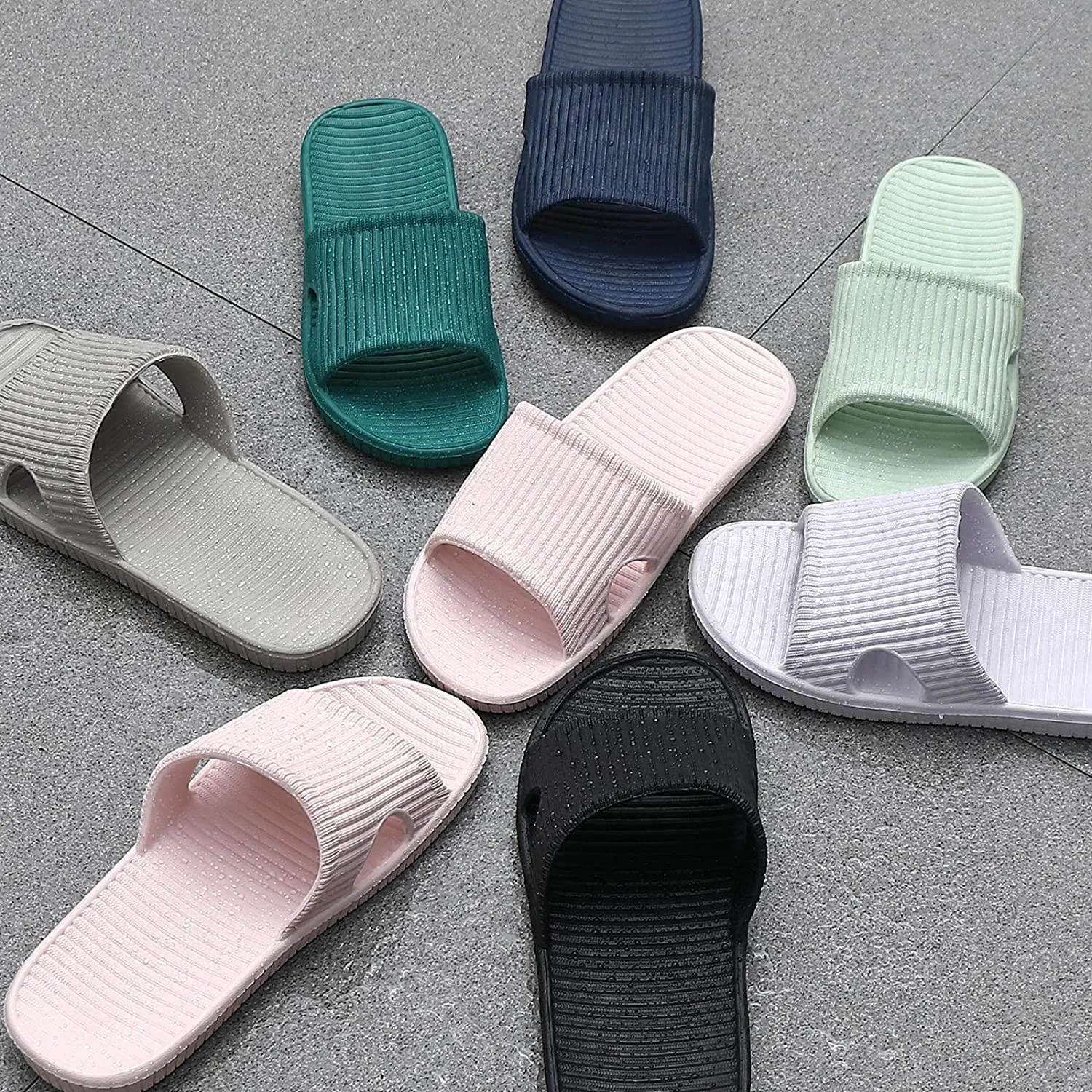 Yourvalues Shower Sandals for Women Slip on Indoor Slippers for Men Lightweight Bathroom Slide Soft Non-Slip Waterproof Shoes for Bath,Pool,Beach